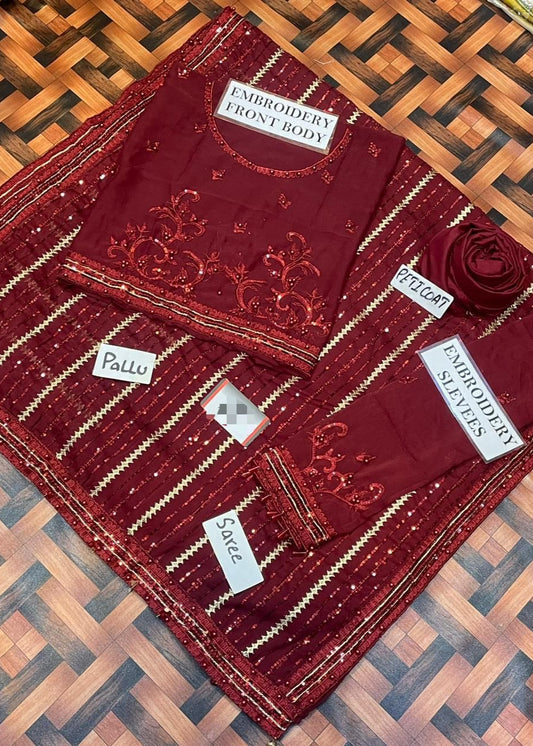 Maryam nafees chiffon stitch saree