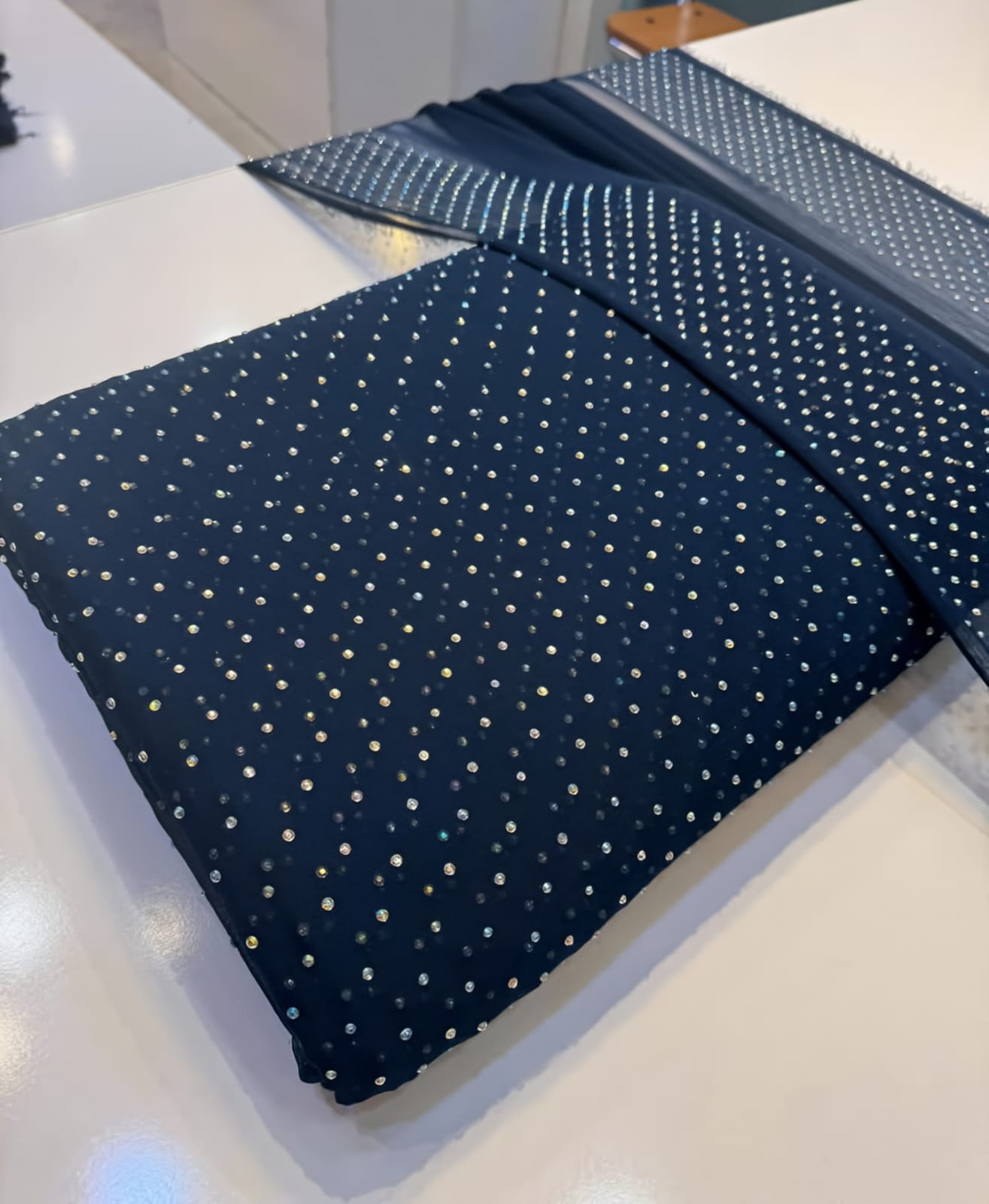 Diamond Stone Stitch Chiffon Suit