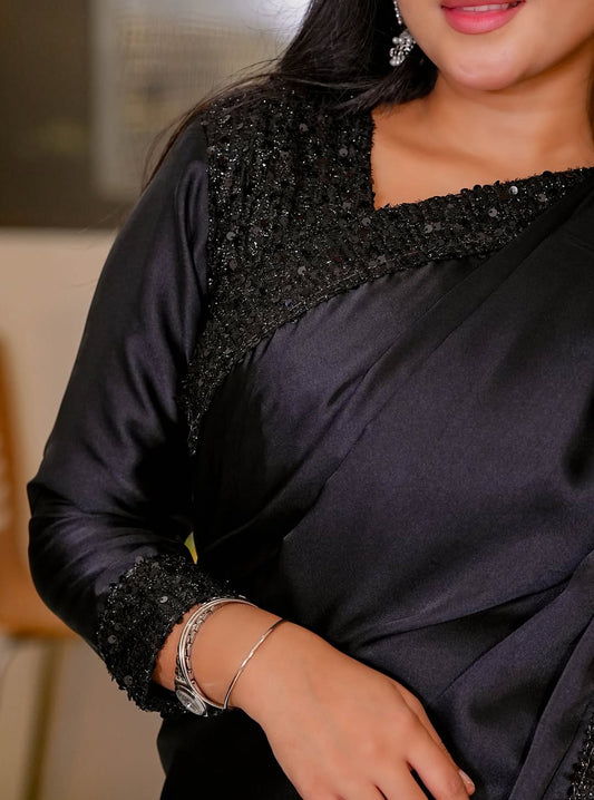 Black Shamoz Silk Saree Ready to Wear Elegance