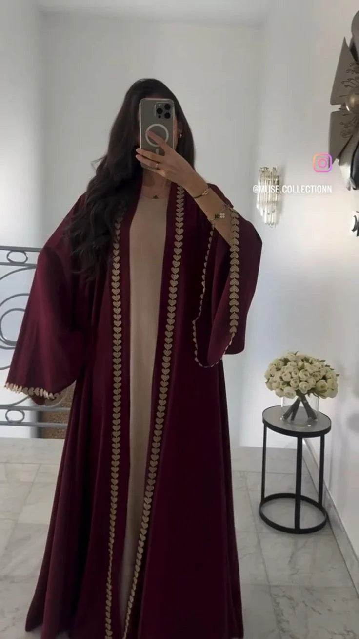 Dil-E-Noor Heart Zarri Embroidered Georgette Abaya - Premium China Georgette