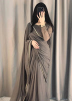The Smoke & Silver Lace Bordered Chiffon Saree (Ready to Wear)
