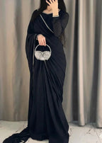 The Smoke & Silver Lace Bordered Chiffon Saree (Ready to Wear)