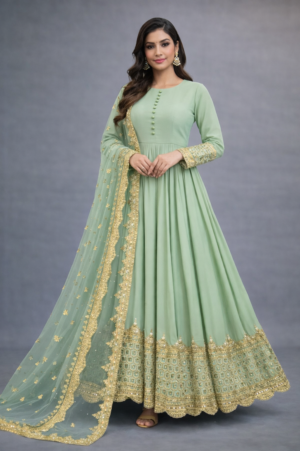 Midnight Star Chiffon 3Piece Suite Heavily Embroidered Sitara Work