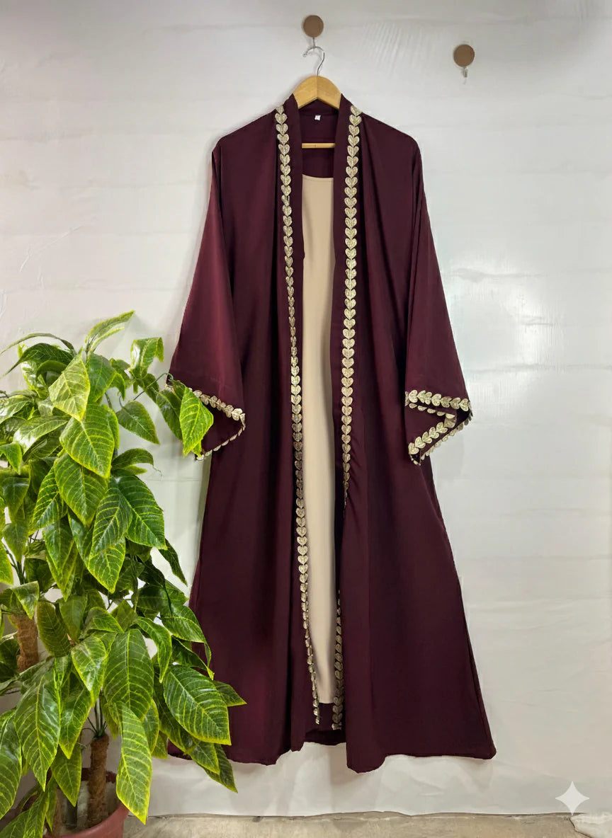 Dil-E-Noor Heart Zarri Embroidered Georgette Abaya - Premium China Georgette