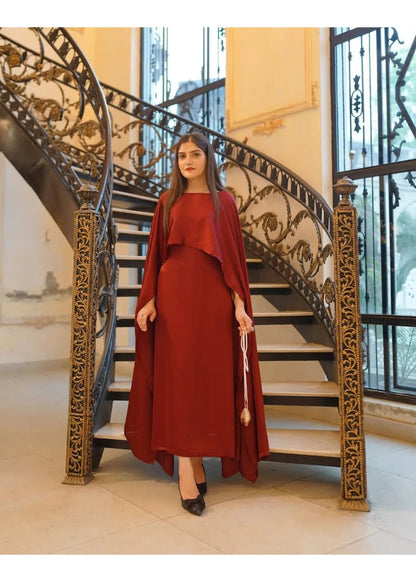 Shamoze Silk Cape Shawl & Dress Two Piece Set