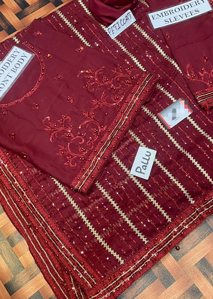 Maryam nafees chiffon stitch saree