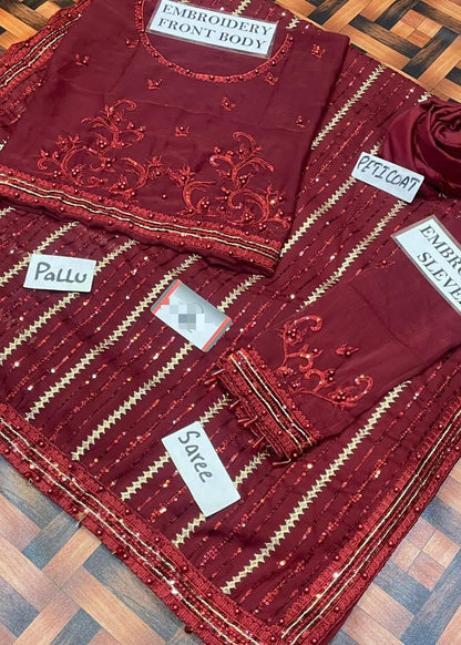 Maryam nafees chiffon stitch saree