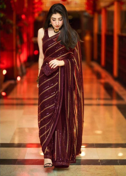 Maryam nafees chiffon stitch saree