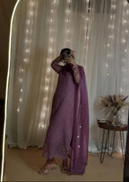 Diamond Stone Stitch Chiffon Suit