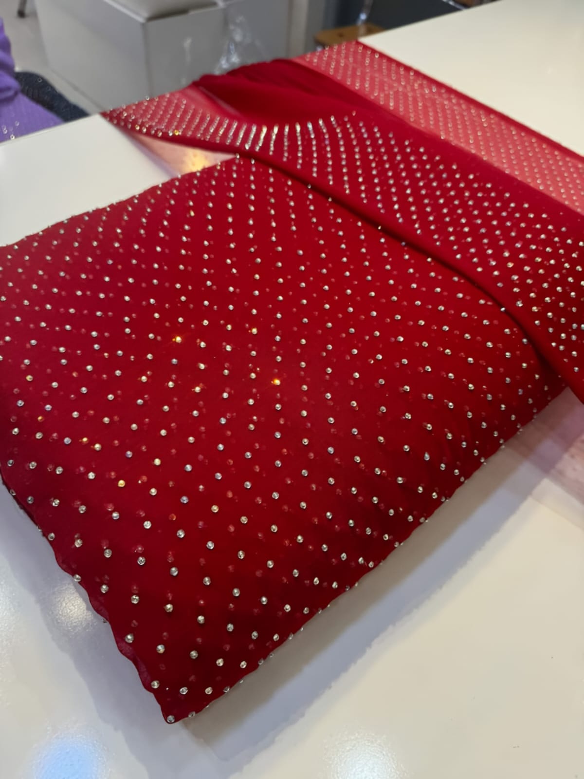 Diamond Stone Stitch Chiffon Suit