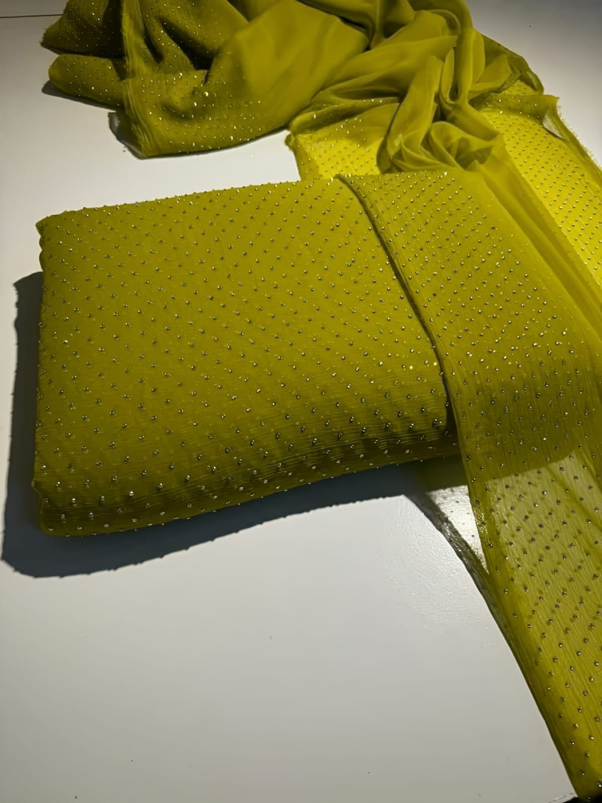 Diamond Stone Stitch Chiffon Suit