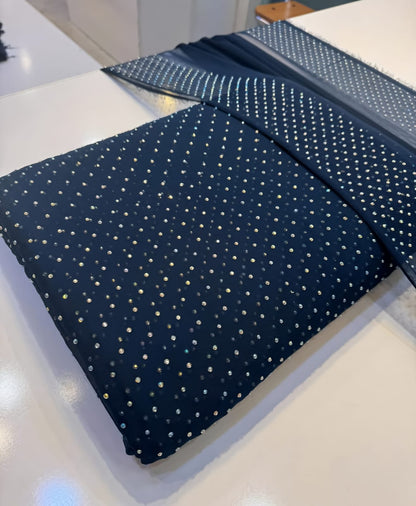 Diamond Stone Stitch Chiffon Suit