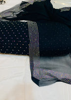 Diamond Stone Stitch Chiffon Suit
