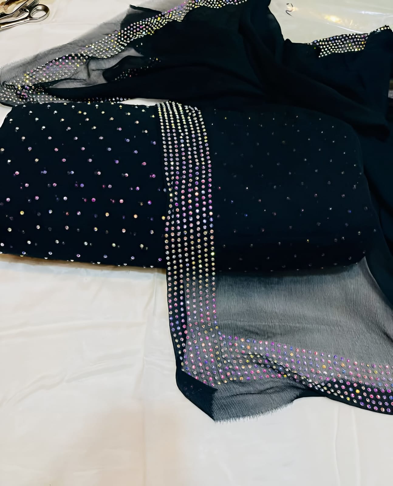 Diamond Stone Stitch Chiffon Suit