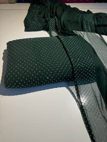 Diamond Stone Stitch Chiffon Suit