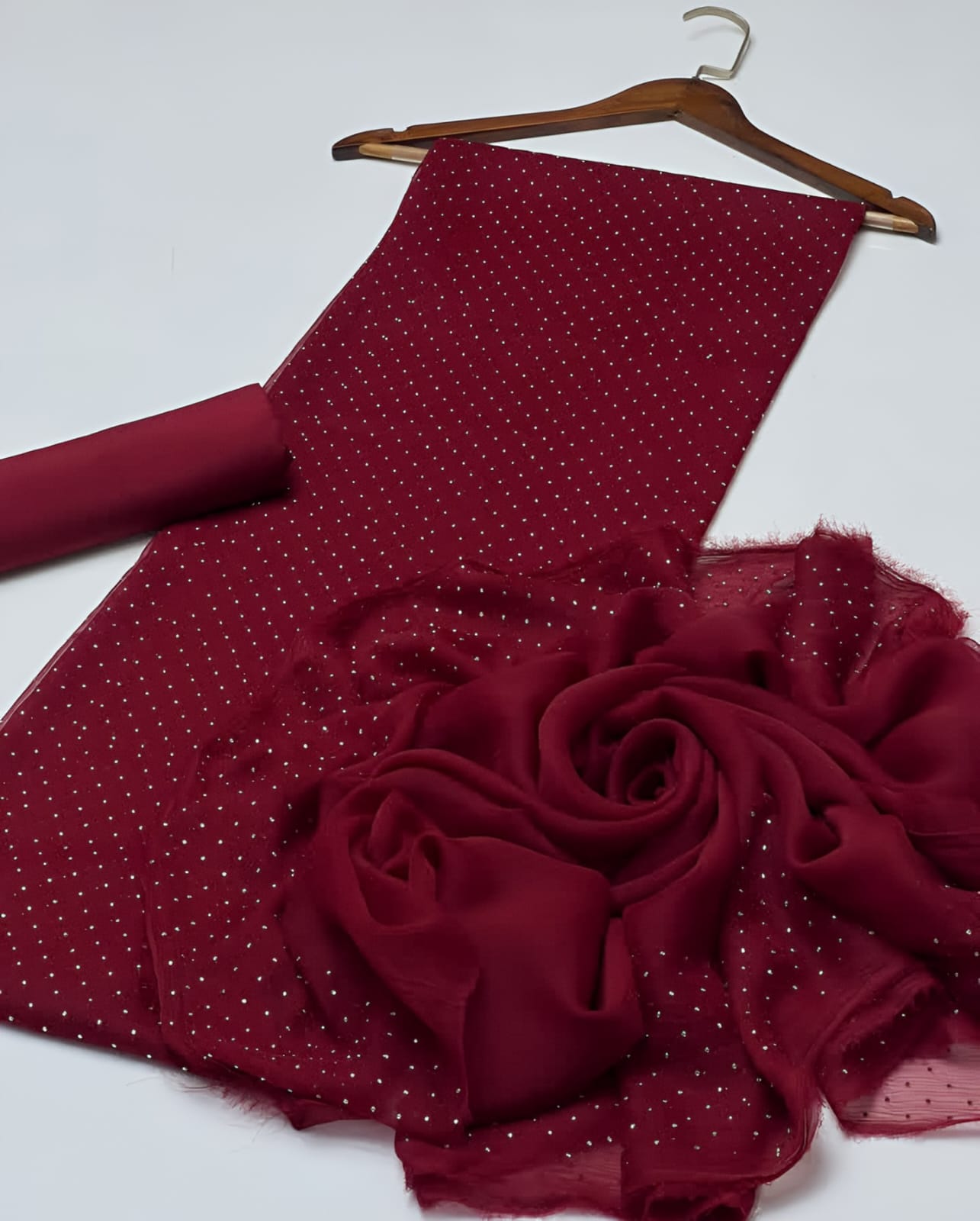 Diamond Stone Stitch Chiffon Suit