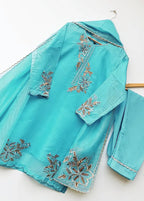 Elegance Touch 3 Piece Embroidered Organza Suit Premium Stitched Formal Wear