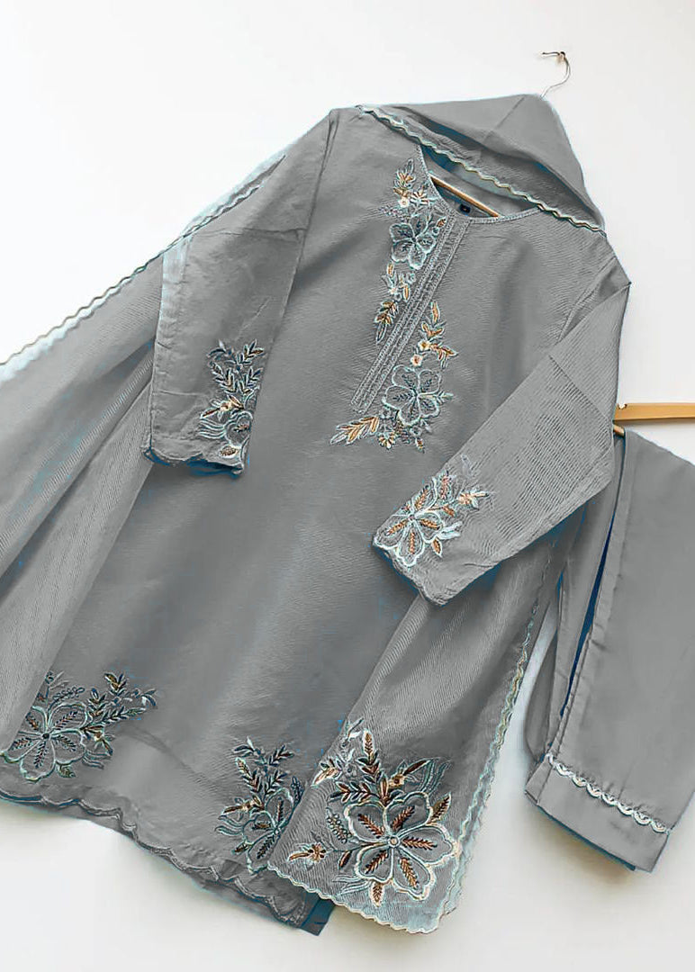 Elegance Touch 3 Piece Embroidered Organza Suit Premium Stitched Formal Wear