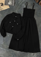 Kaaj Button Two Piece Coati & Gazzer Romper Frock Set