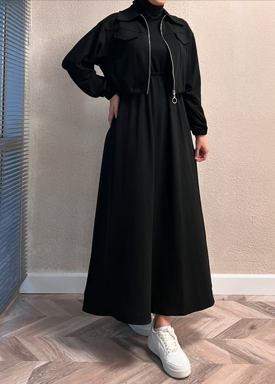 Urban Utility Fleece Two-Piece Dress & Zip Jacket Set