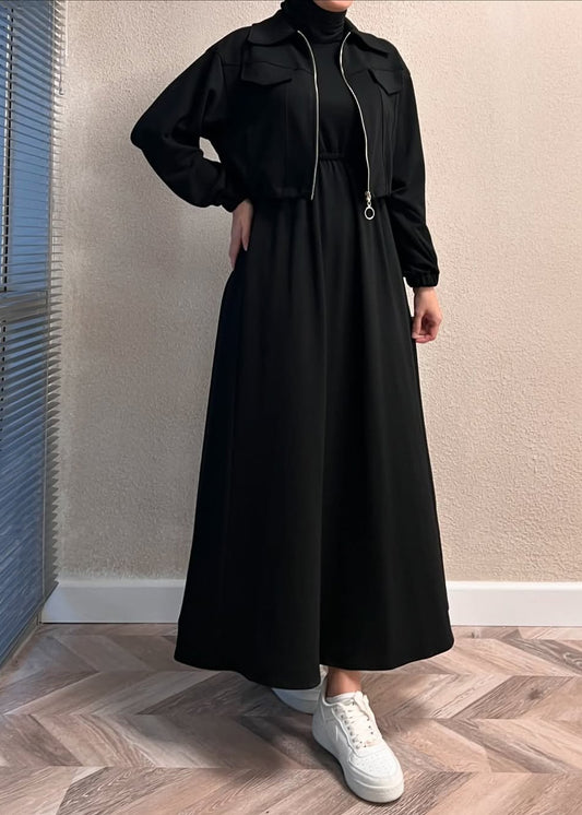 Urban Utility Fleece Two-Piece Dress & Zip Jacket Set