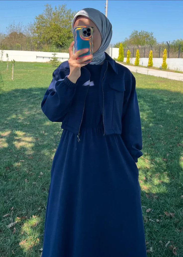 Urban Utility Fleece Two-Piece Dress & Zip Jacket Set