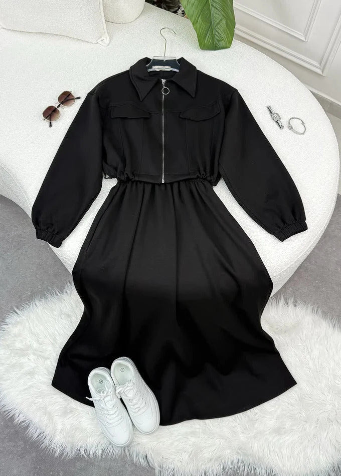 Urban Utility Fleece Two-Piece Dress & Zip Jacket Set