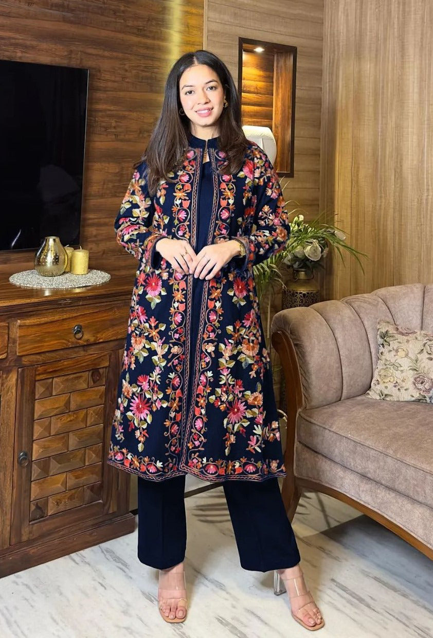 Heirloom Bloom Embroidered Silk Coat 3Piece Set - Summer Luxury