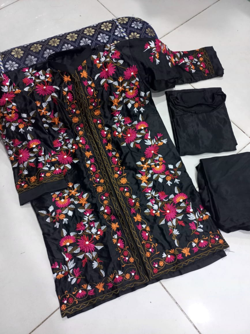 Heirloom Bloom Embroidered Silk Coat 3Piece Set - Summer Luxury