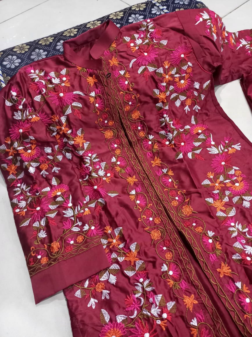 Heirloom Bloom Embroidered Silk Coat 3Piece Set - Summer Luxury