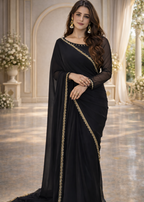 Crimson Grace Embroidered Chiffon Saree