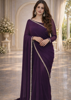 Crimson Grace Embroidered Chiffon Saree