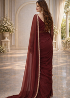Crimson Grace Embroidered Chiffon Saree