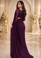 Charcoal Grace Chiffon Saree