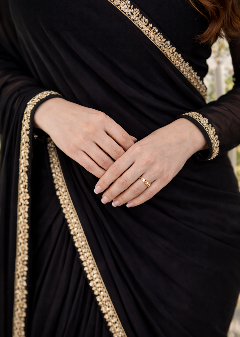 Crimson Grace Embroidered Chiffon Saree