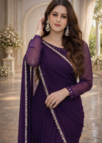 Crimson Grace Embroidered Chiffon Saree
