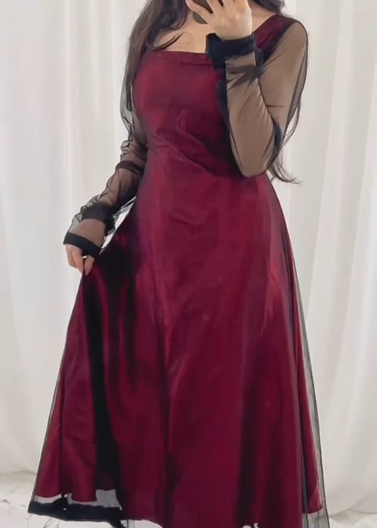 Midnight Allure 2-Piece Net and Silk Suit