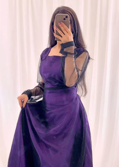 Midnight Allure 2-Piece Net and Silk Suit