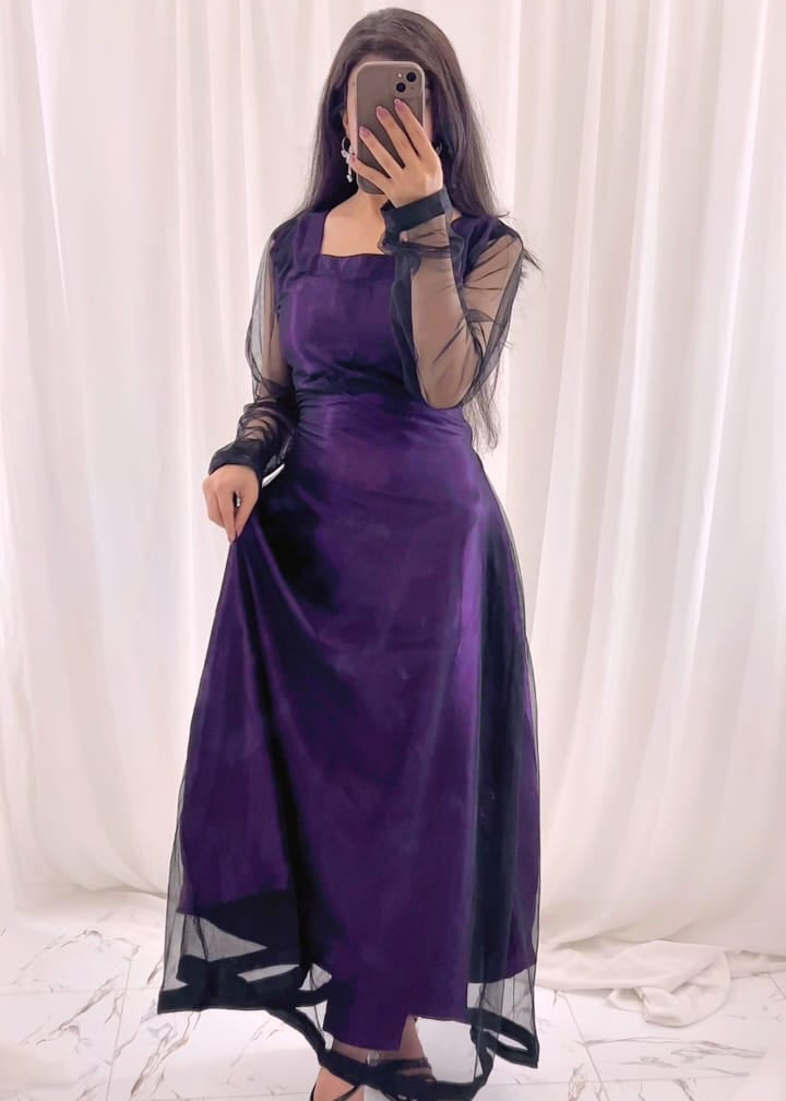 Midnight Allure 2-Piece Net and Silk Suit