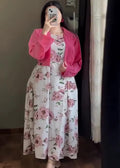 Digital Floral Sleeveless Maxi Dress with Cotton Koti Set (2-Piece)