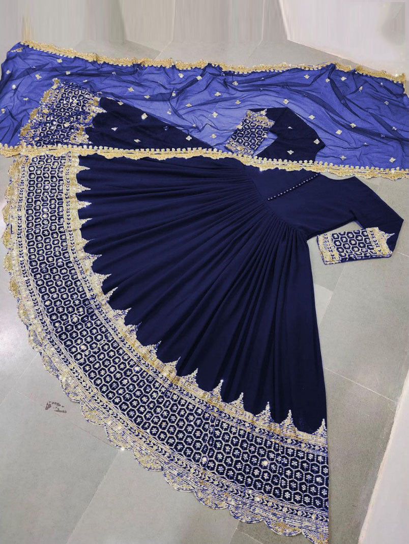 Midnight Star Chiffon 3Piece Suite Heavily Embroidered Sitara Work