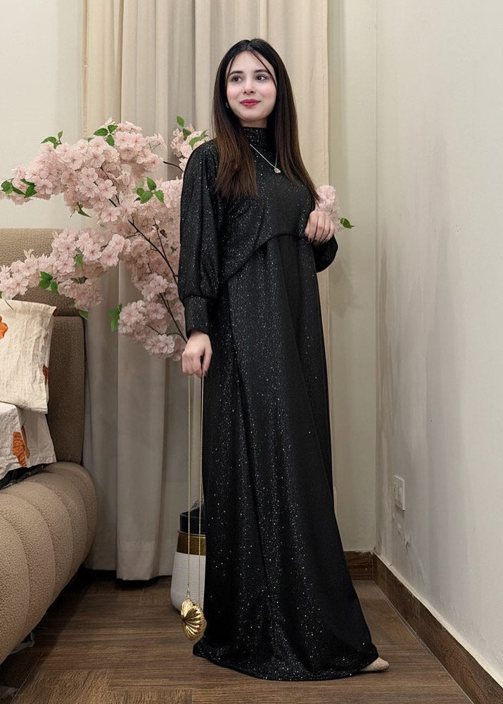 Midnight Shimmer 2 Piece Glitter Cape & Maxi Set