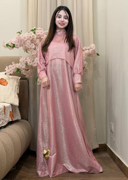 Midnight Shimmer 2 Piece Glitter Cape & Maxi Set