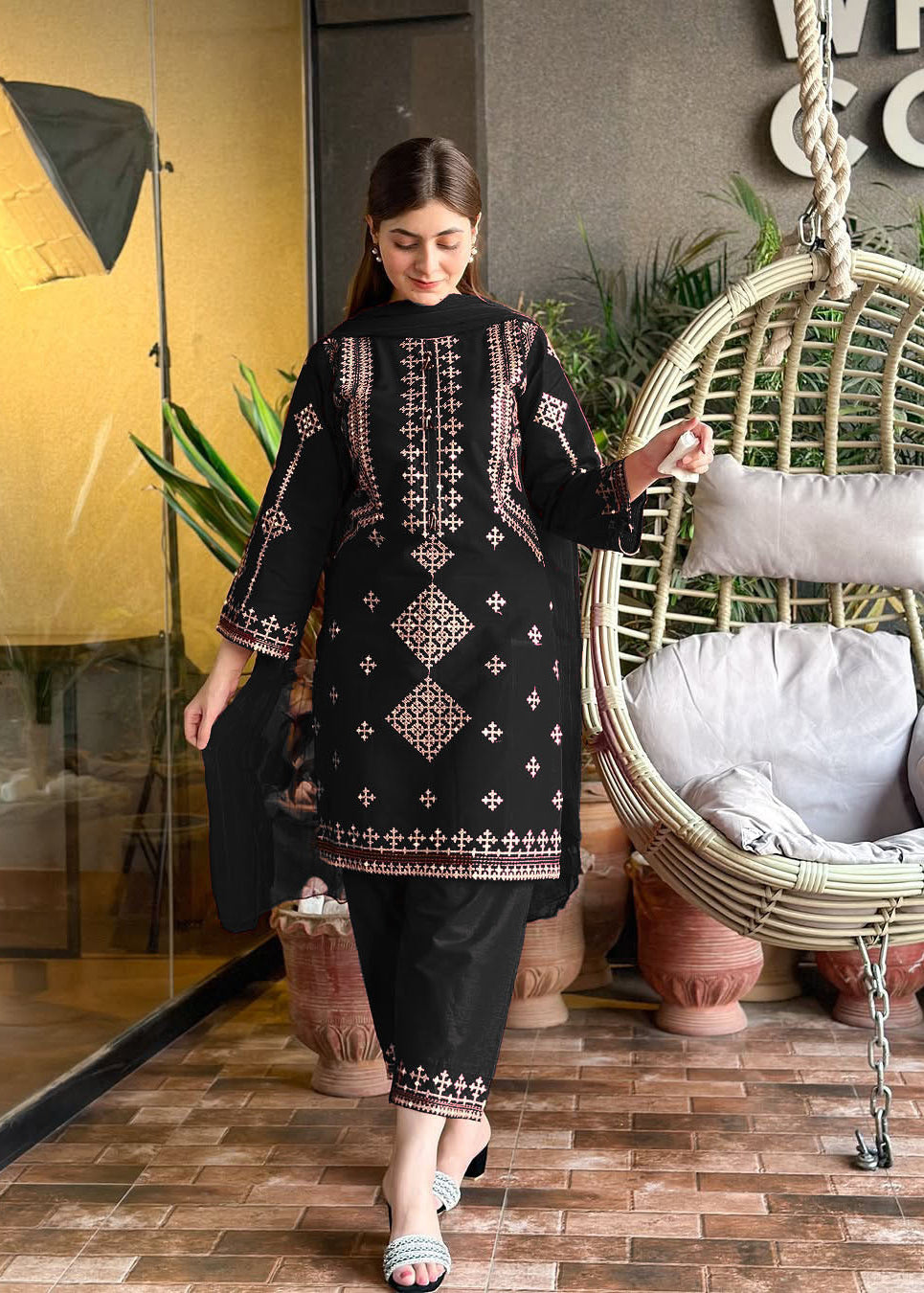 Heavy Sequin Embroidered Shirt with Trouser Dupatta 3PCS