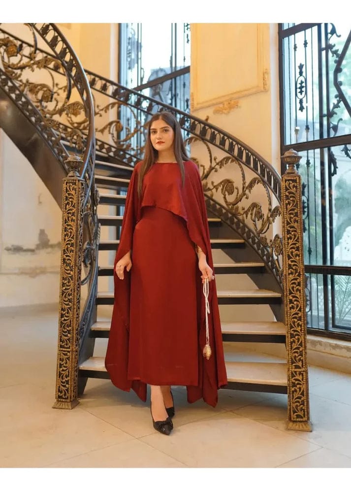 Shamoz Silk Cape Shawl Dress - Luxury Formal Wear