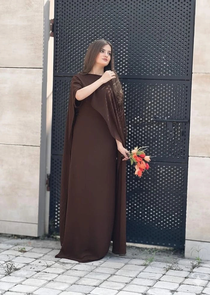Shamoz Silk Cape Shawl Dress - Luxury Formal Wear