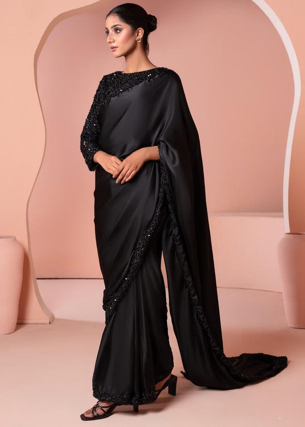 Black Shamoz Silk Saree  Ready to Wear Elegance