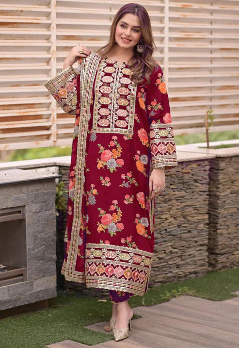 Aneela's Printed 3 Piece Suit Premium