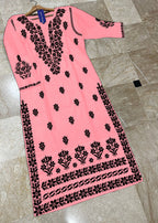 Soft Linen Embroidered Long Kurti  Premium