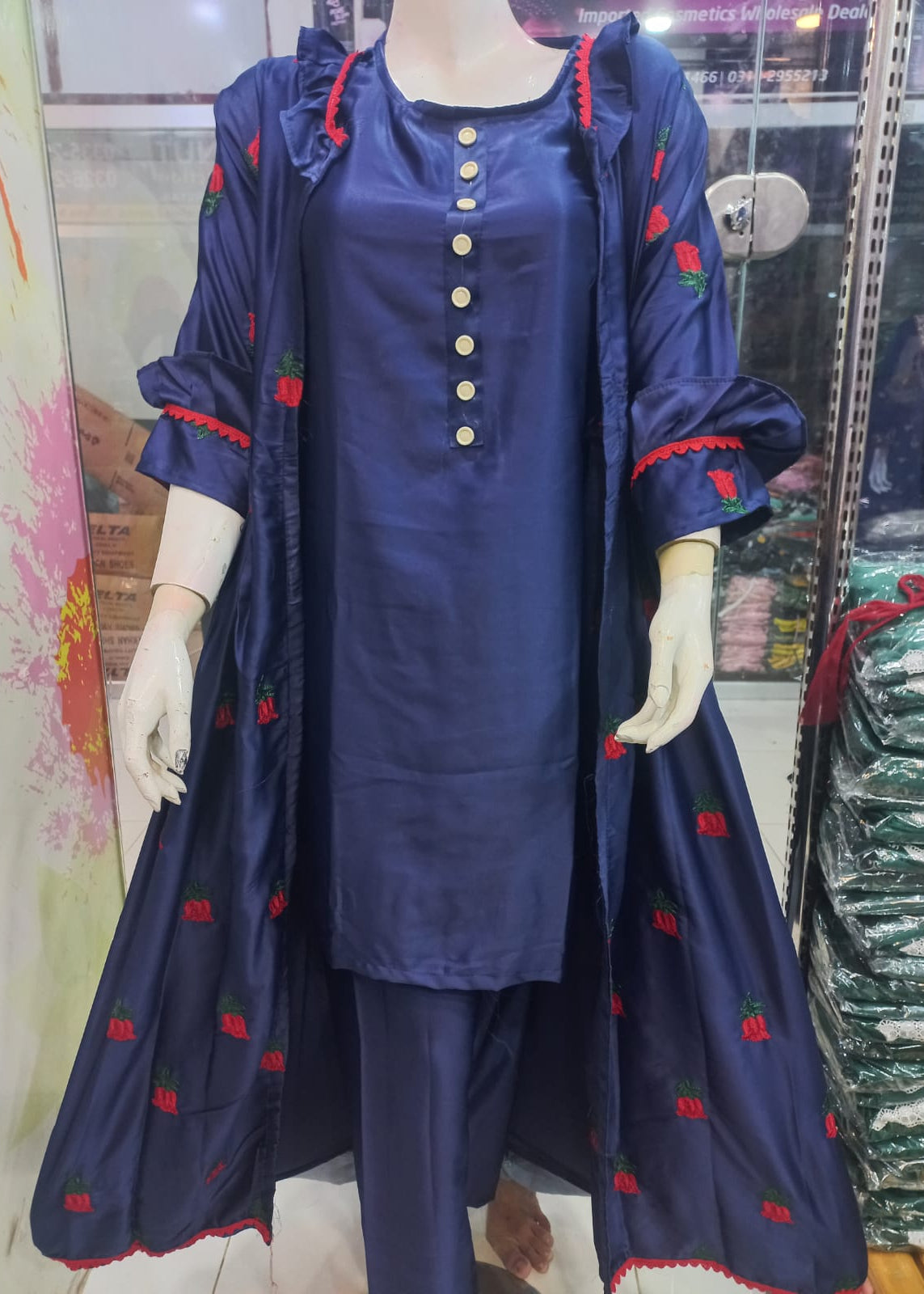 Chakoor Rose Garden Embroidered Maxi with Inner & Trouser